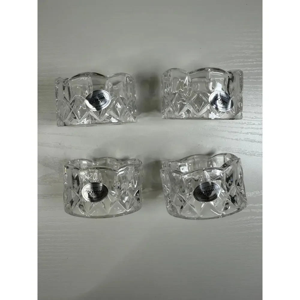 Gorham King Edward Full Lead Crystal Napkin Rings Set of 4 West Germany C478